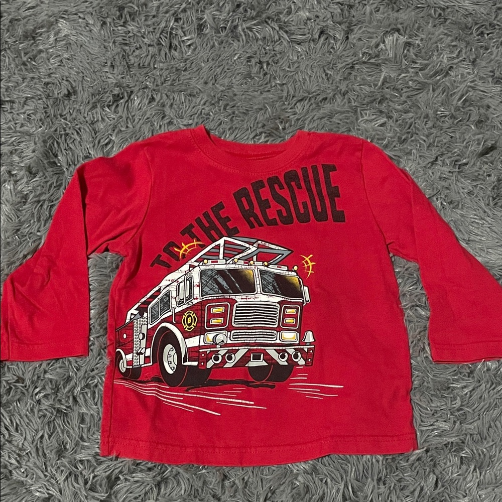 Garanimals Red Long Sleeve Tee with Fire Truck Design